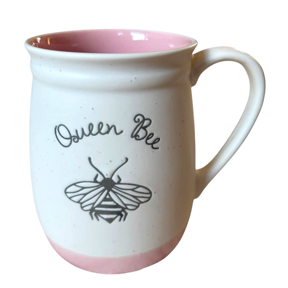 QUEEN BEE Mug Large Coffee Tea Cup Pink & Cream 18 oz New